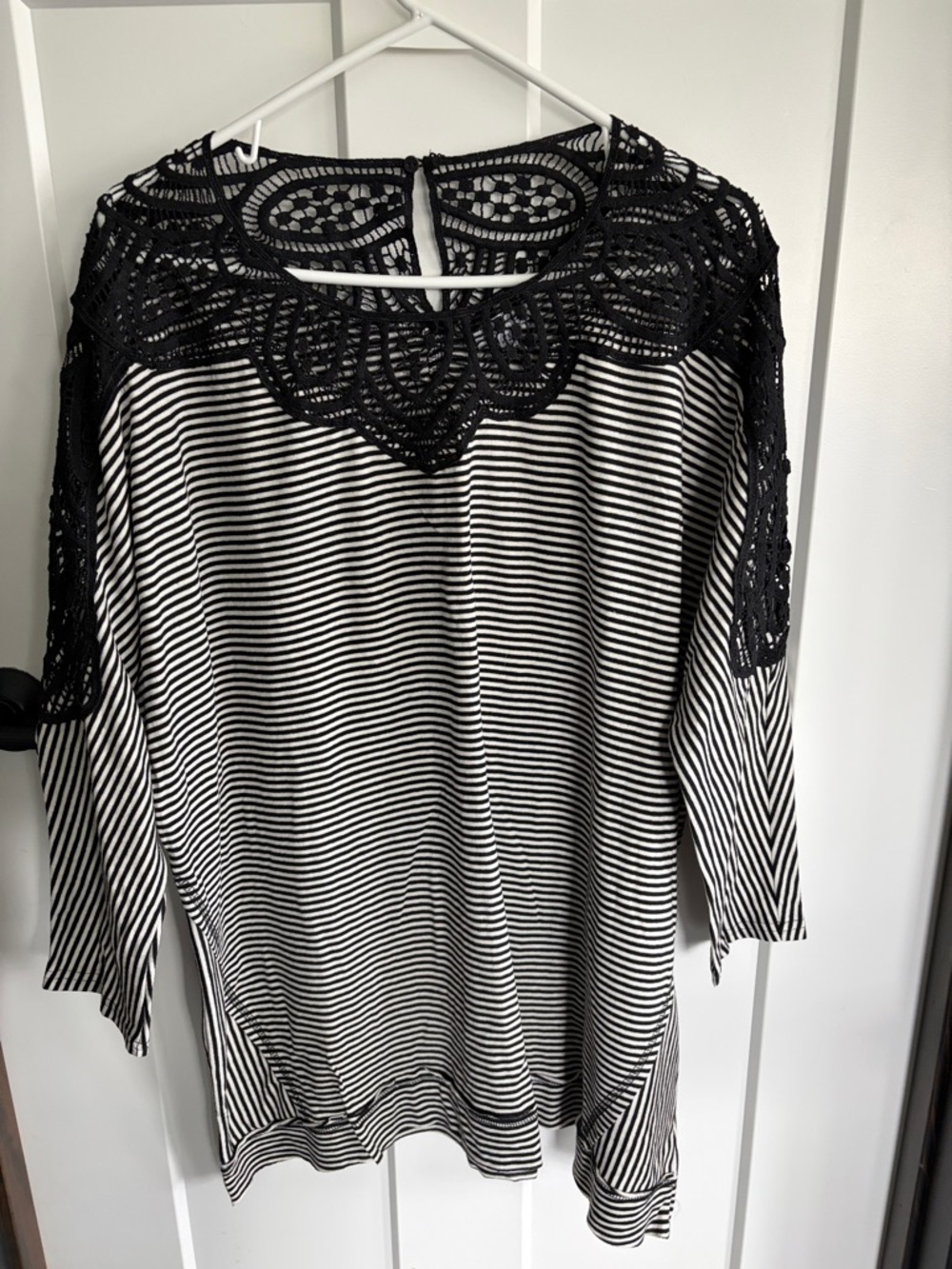White Birch Monochrome Striped Lace Top 2x
